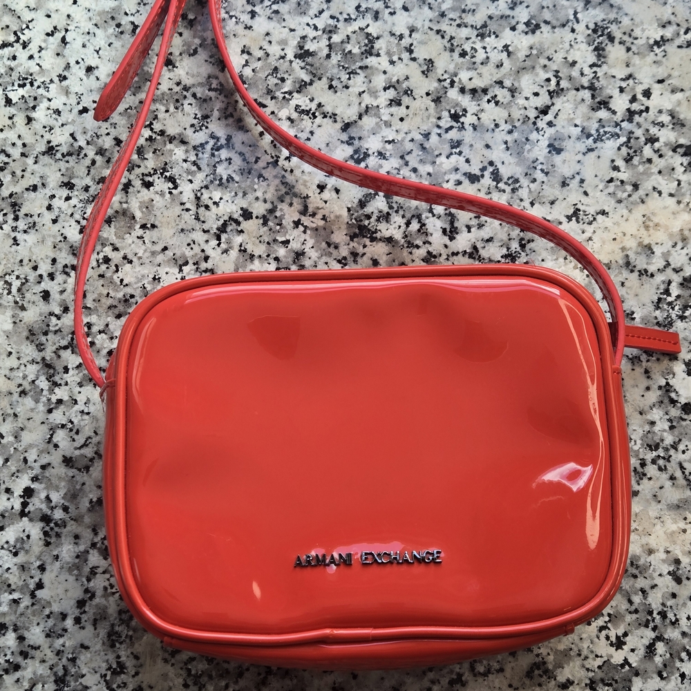 Armani Exchange Patent Camera Bag – Bold Red
